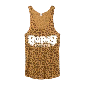 Boris "Heavy Rocks: White” Leopard Racerback Tank Top