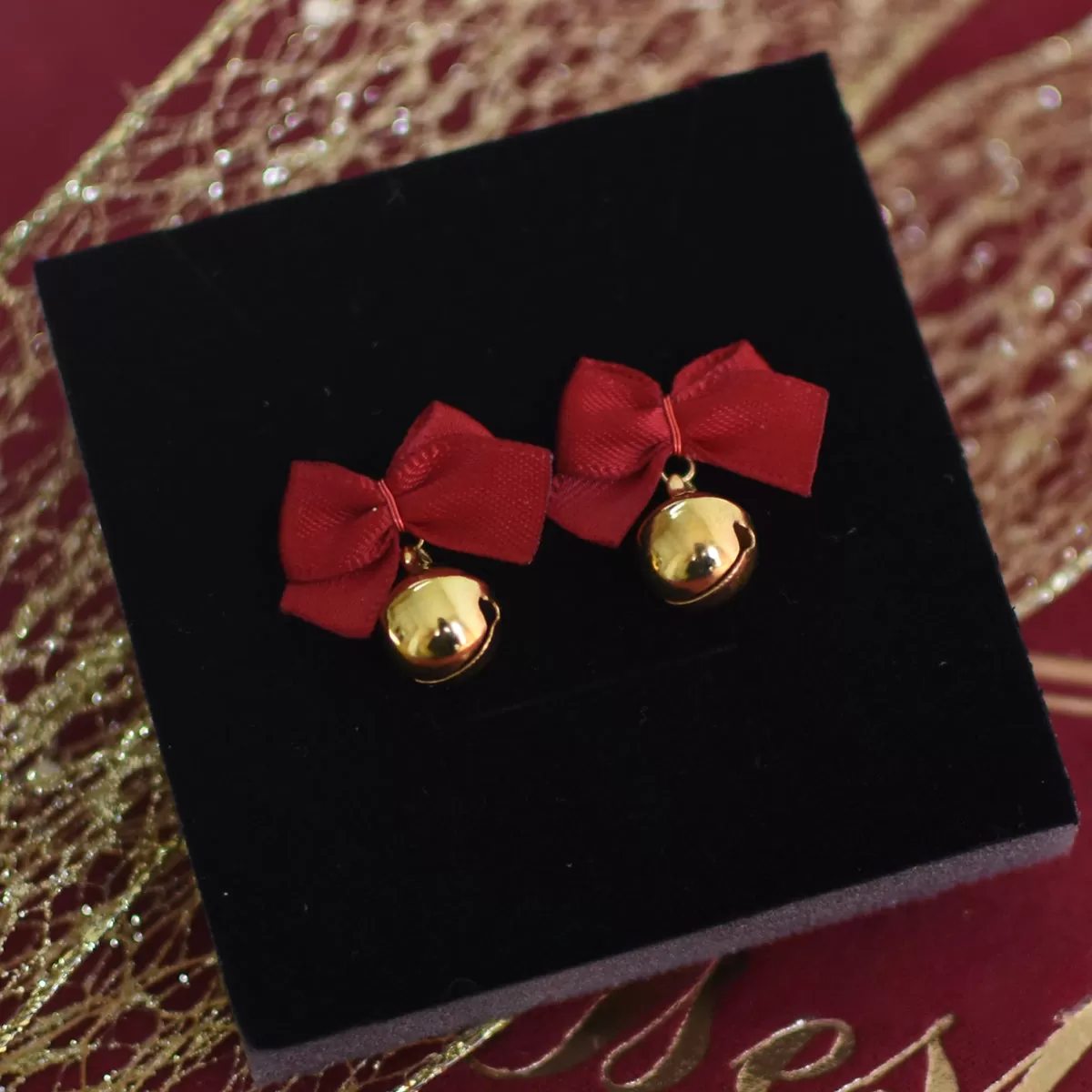 Bow Knot Bell with Jingle Bell Ear Clip Christmas Earrings LJC14