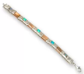 Bracelet for Woman Sterling Silver and 14 carat goldfilled set with blue opals