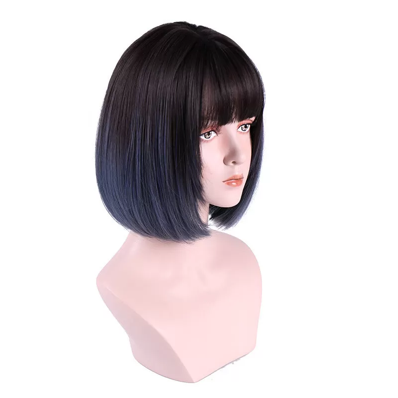 Brown black gradient blue wig  KF11086