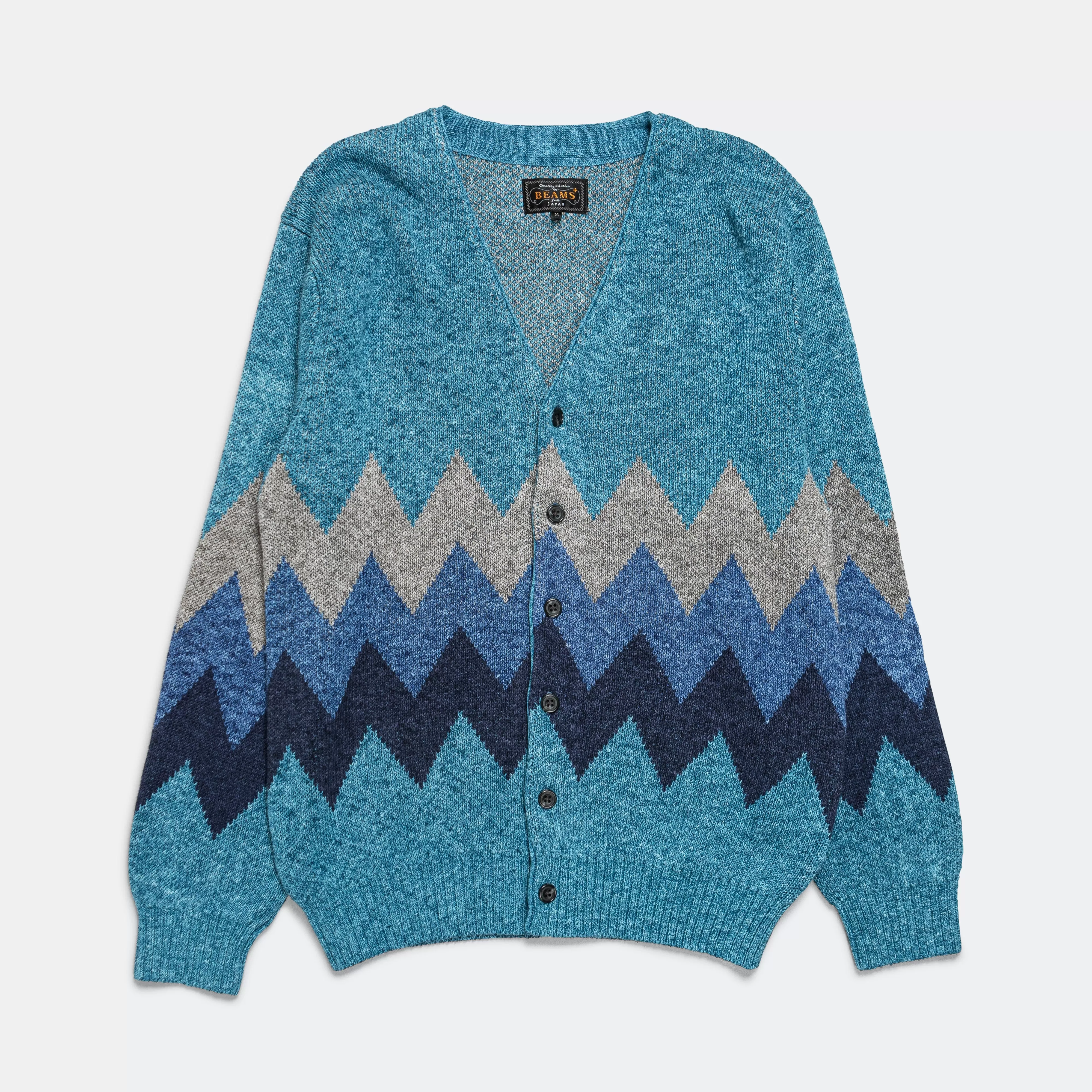 Cardigan Chevron Stripe Jacquard - Blue