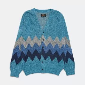 Cardigan Chevron Stripe Jacquard - Blue