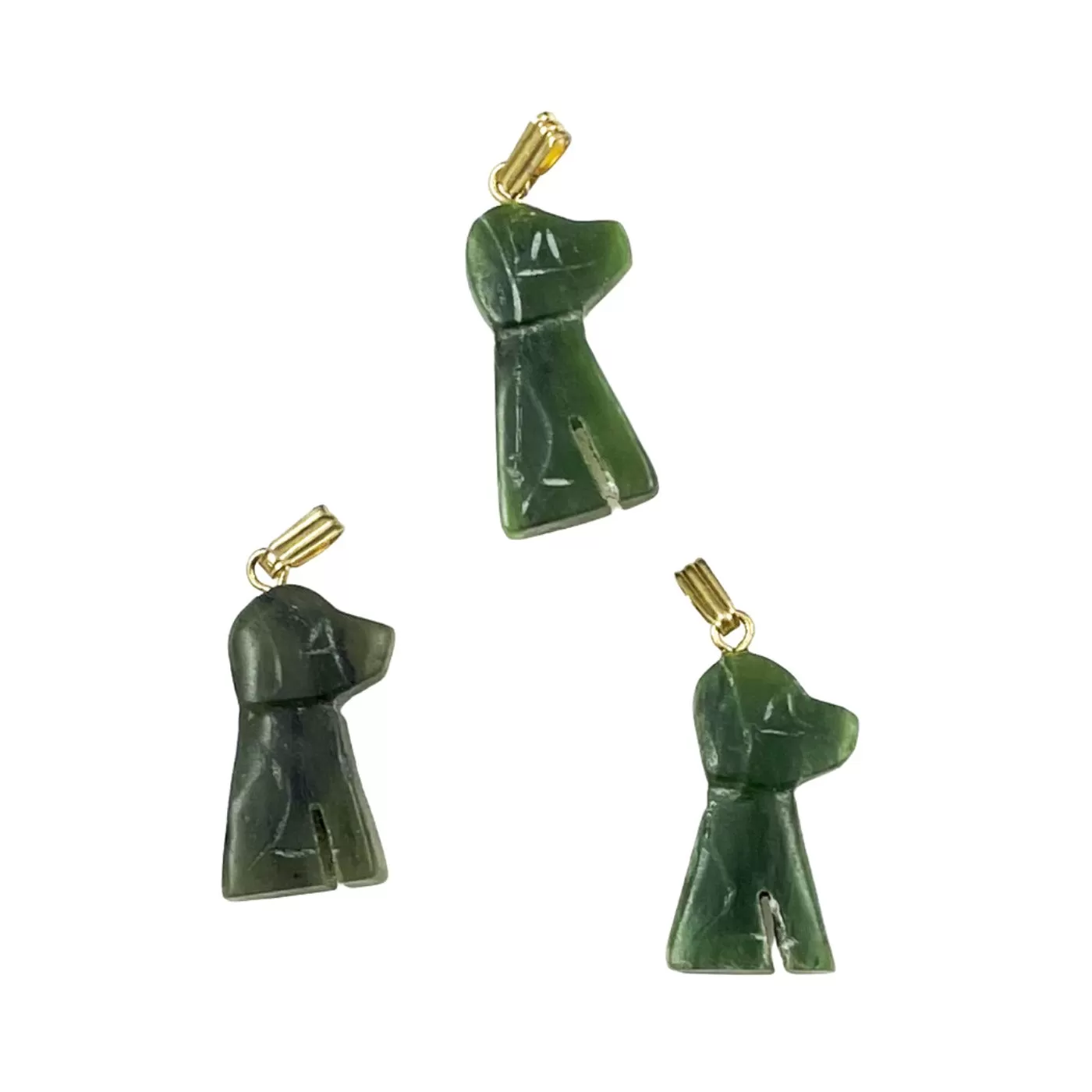 Carved Green Jade Puppy Dog Pendant Charm