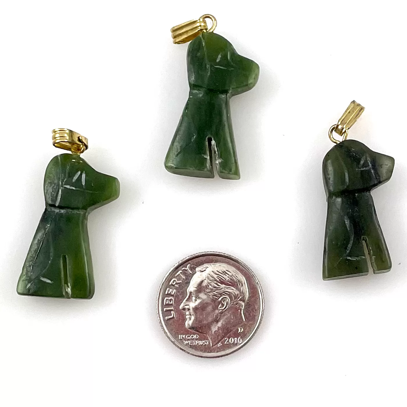 Carved Green Jade Puppy Dog Pendant Charm