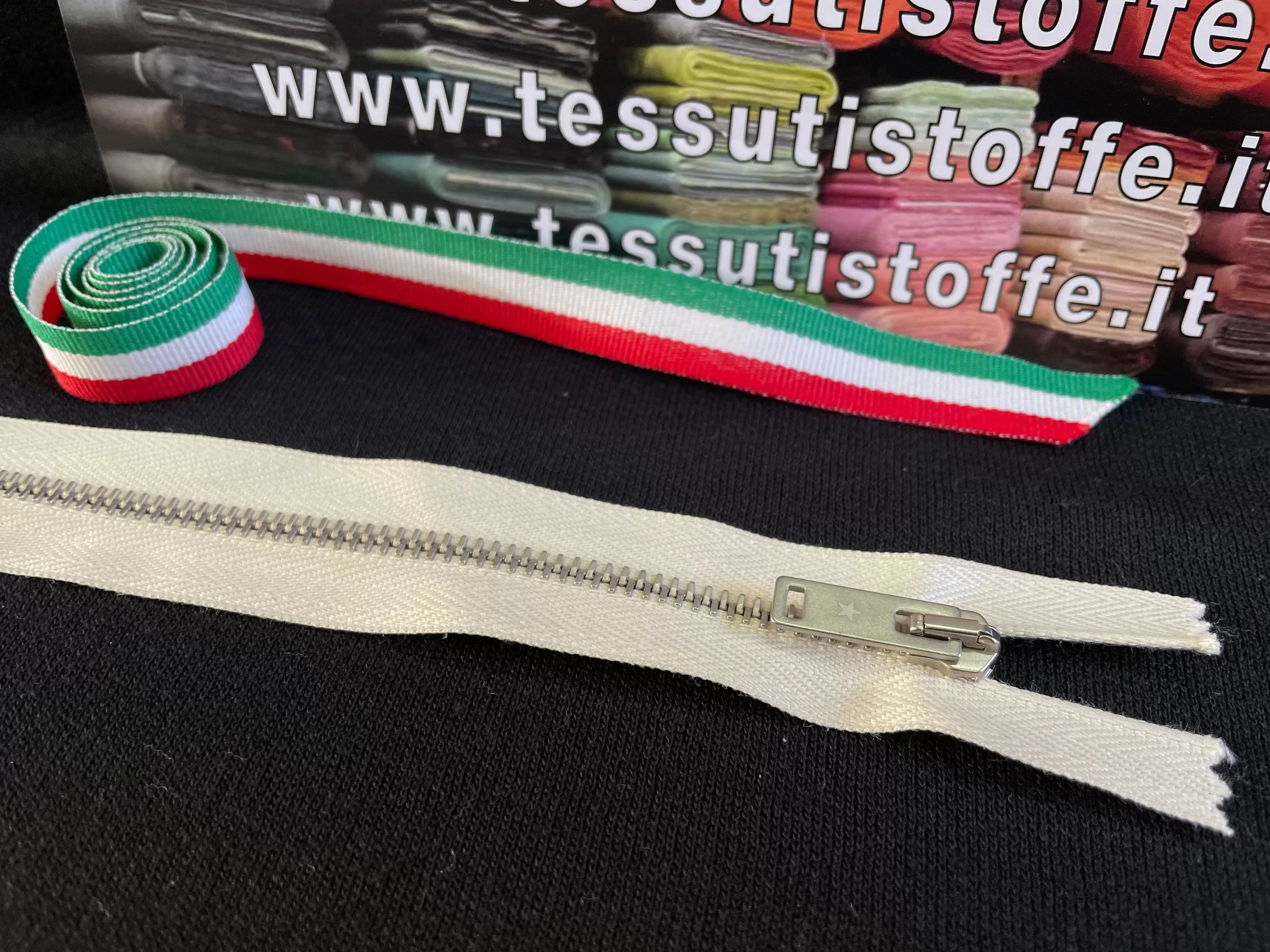 Cerniera Fissa Con Cursore A Stella 30 cm Bianco Panna