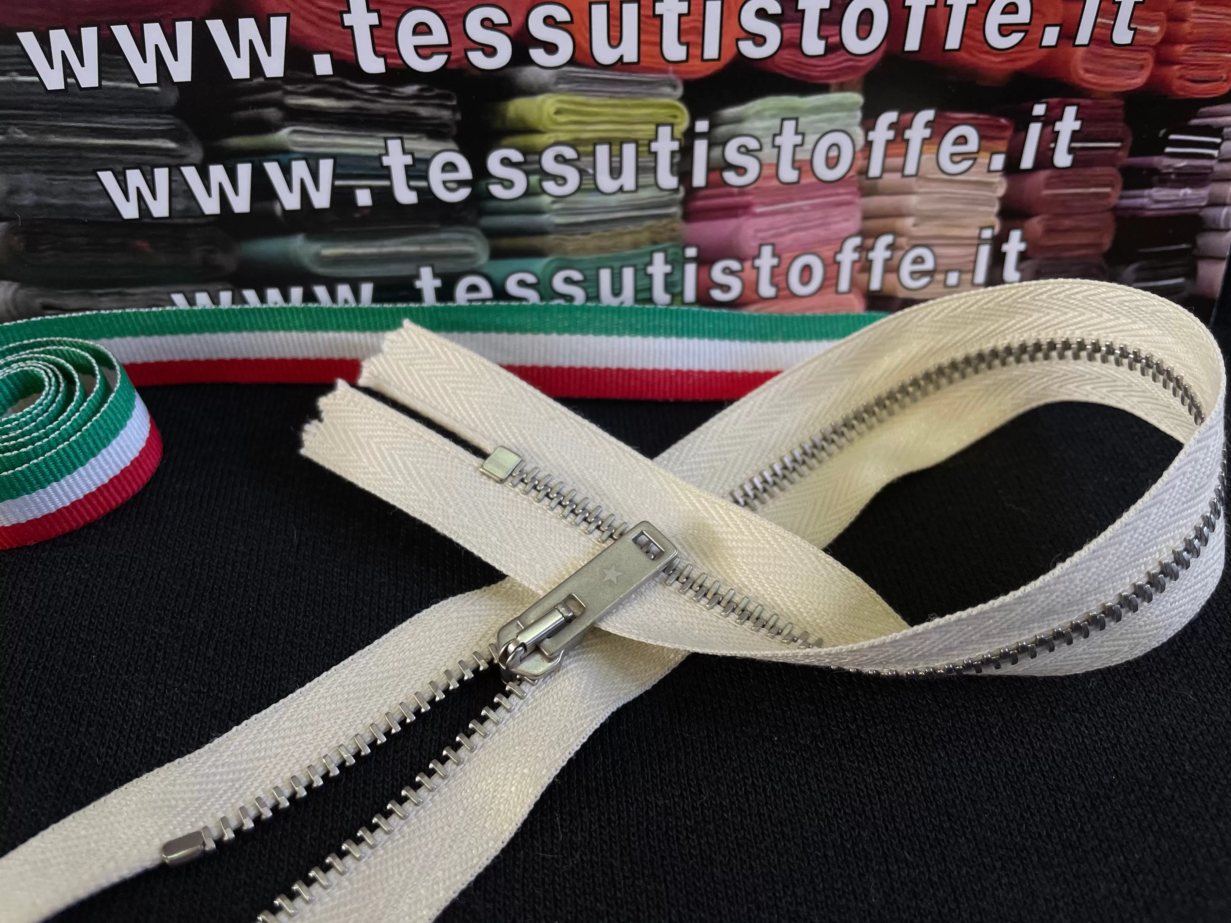 Cerniera Fissa Con Cursore A Stella 30 cm Bianco Panna