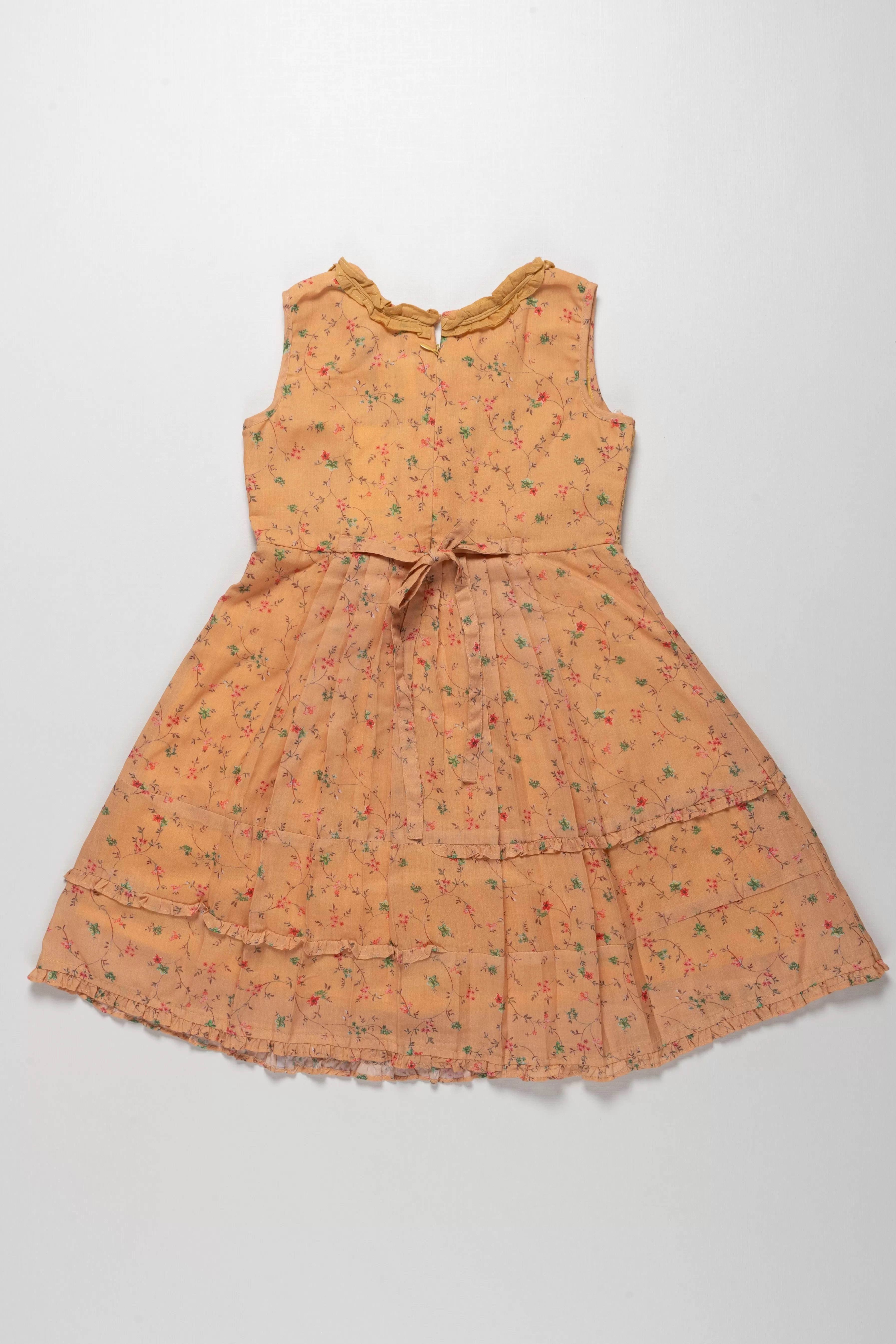 Charming Peach Girls Cotton Frock with Floral Print - Ideal for Summer Outings