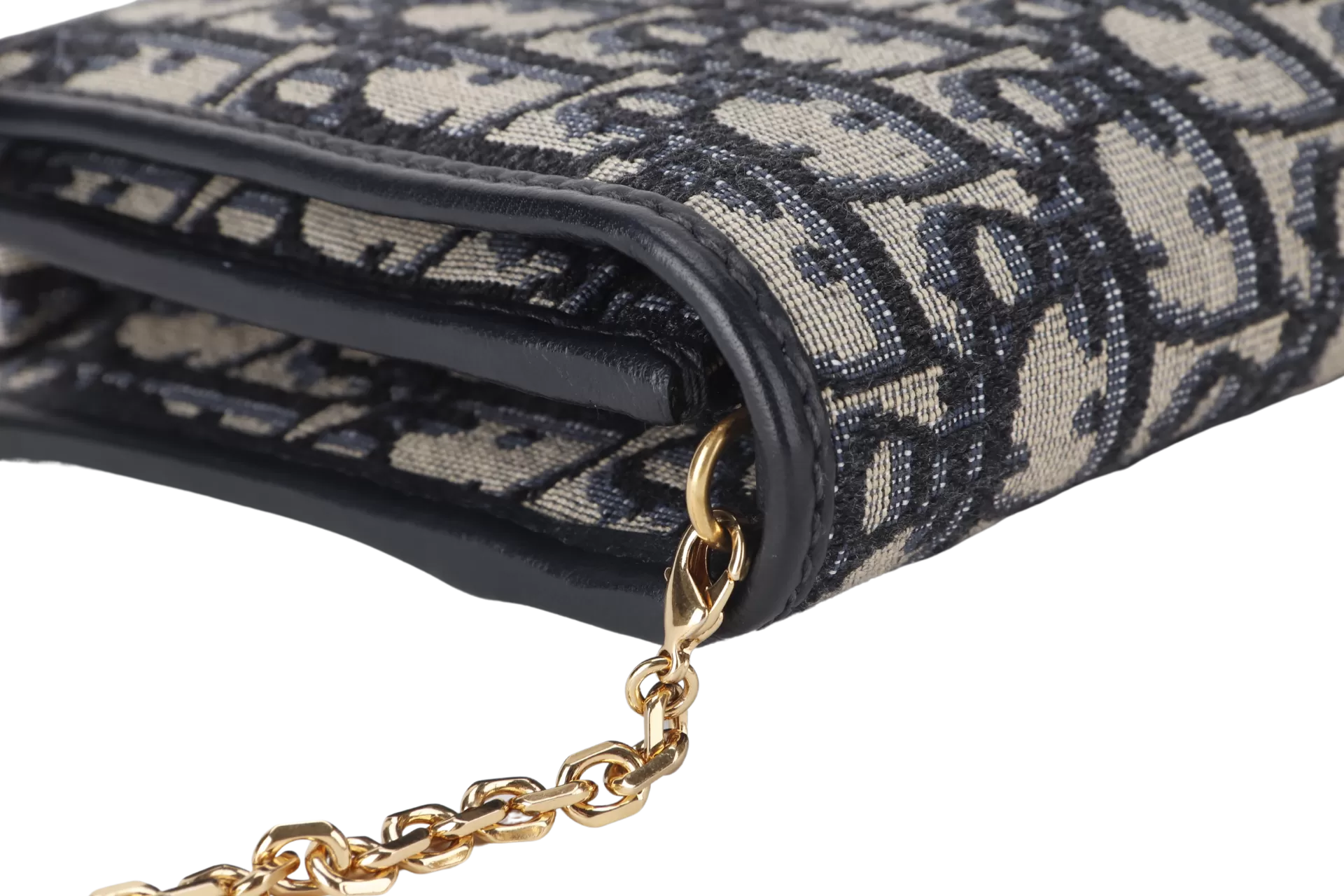 CHRISTIAN DIOR MONTAIGNE 2 IN 1-WOC BLUE NAVY OBLIQUE JACQUARD GOLD HARDWARE (19-BO-1210)