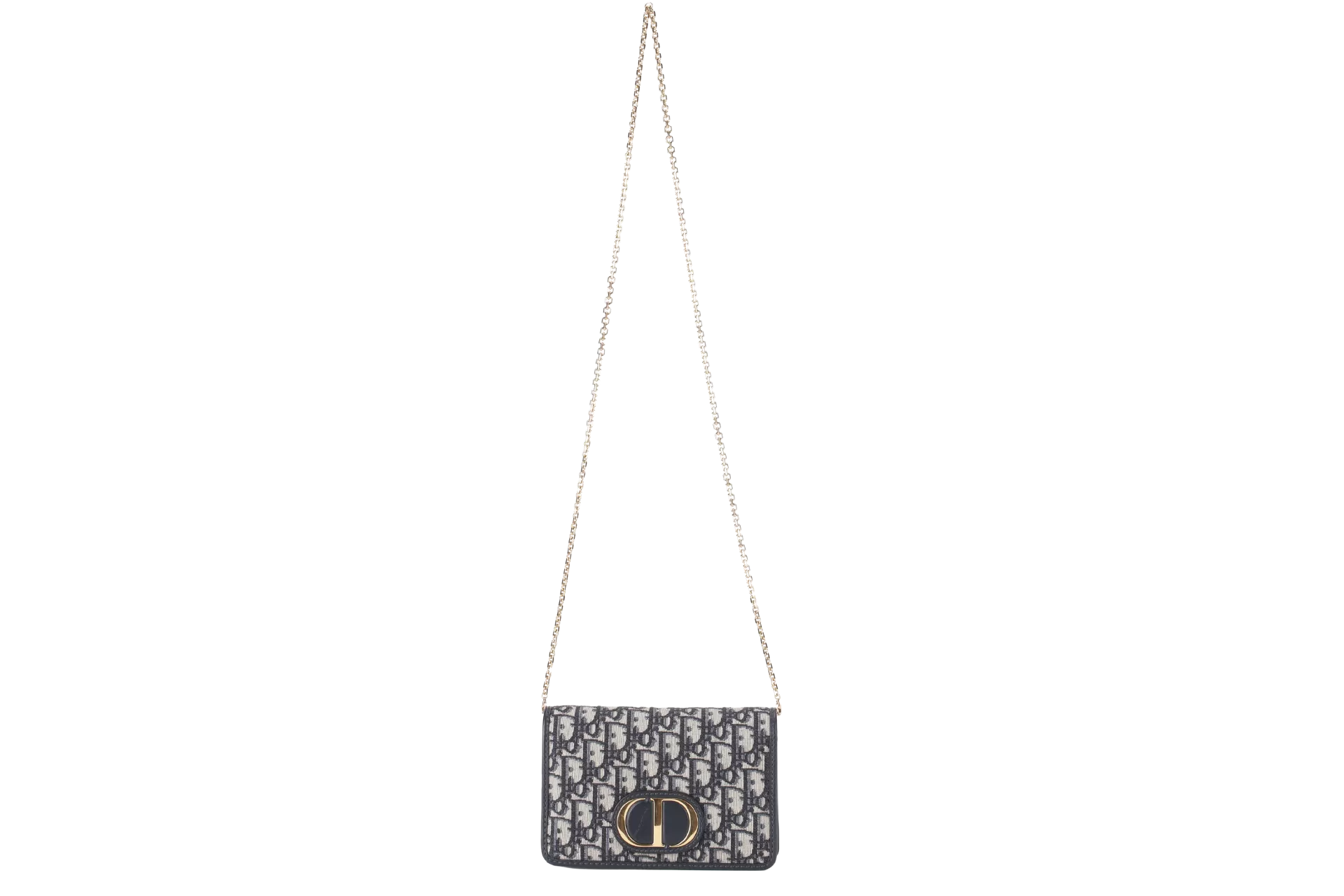 CHRISTIAN DIOR MONTAIGNE 2 IN 1-WOC BLUE NAVY OBLIQUE JACQUARD GOLD HARDWARE (19-BO-1210)