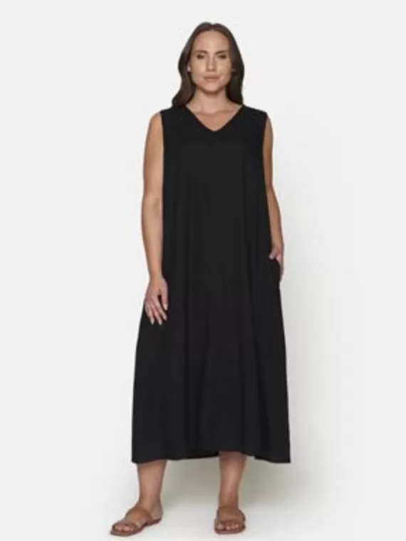 Ciso black linen mix dress