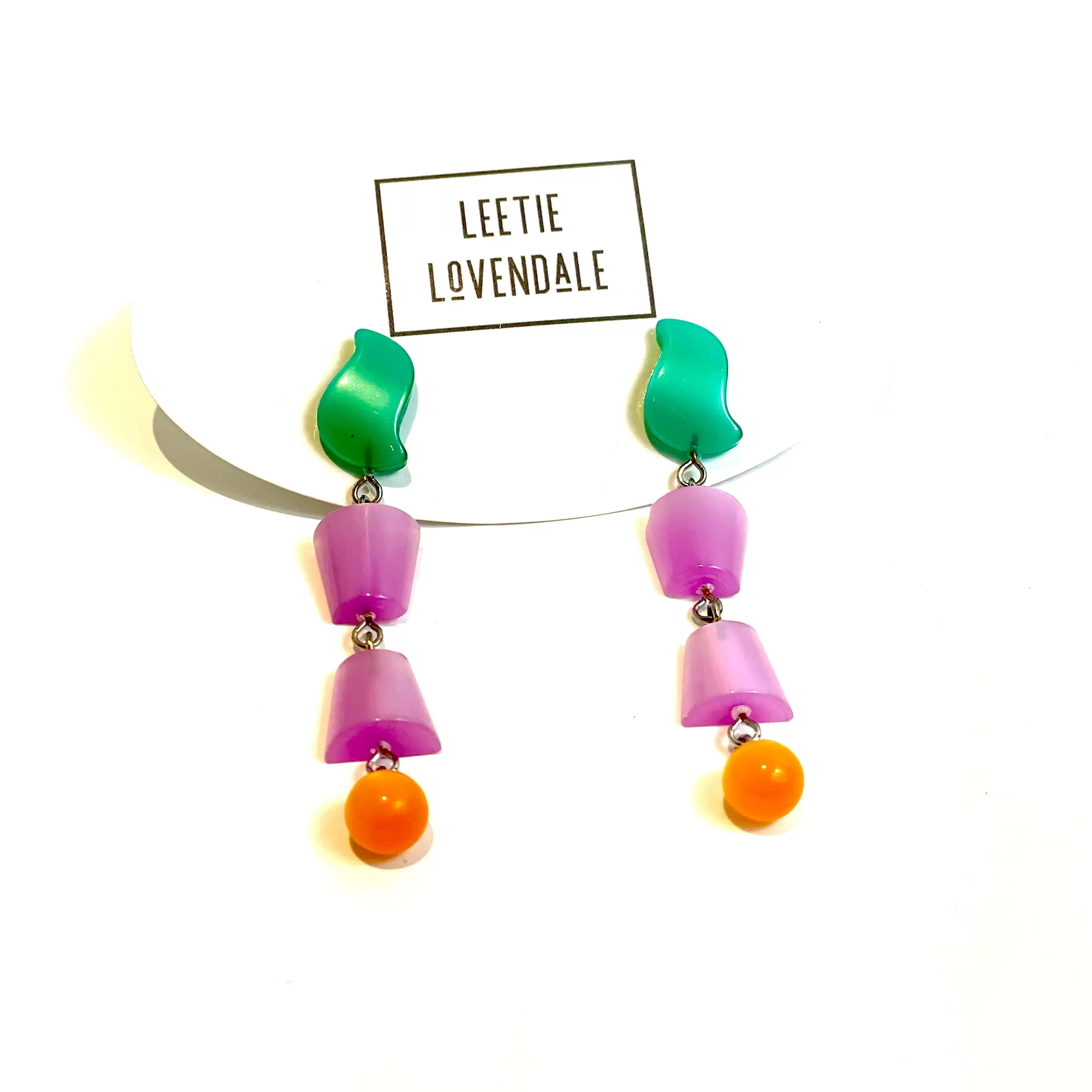 Citrus Mix Geometric Stack Moonglow Statement Earrings *