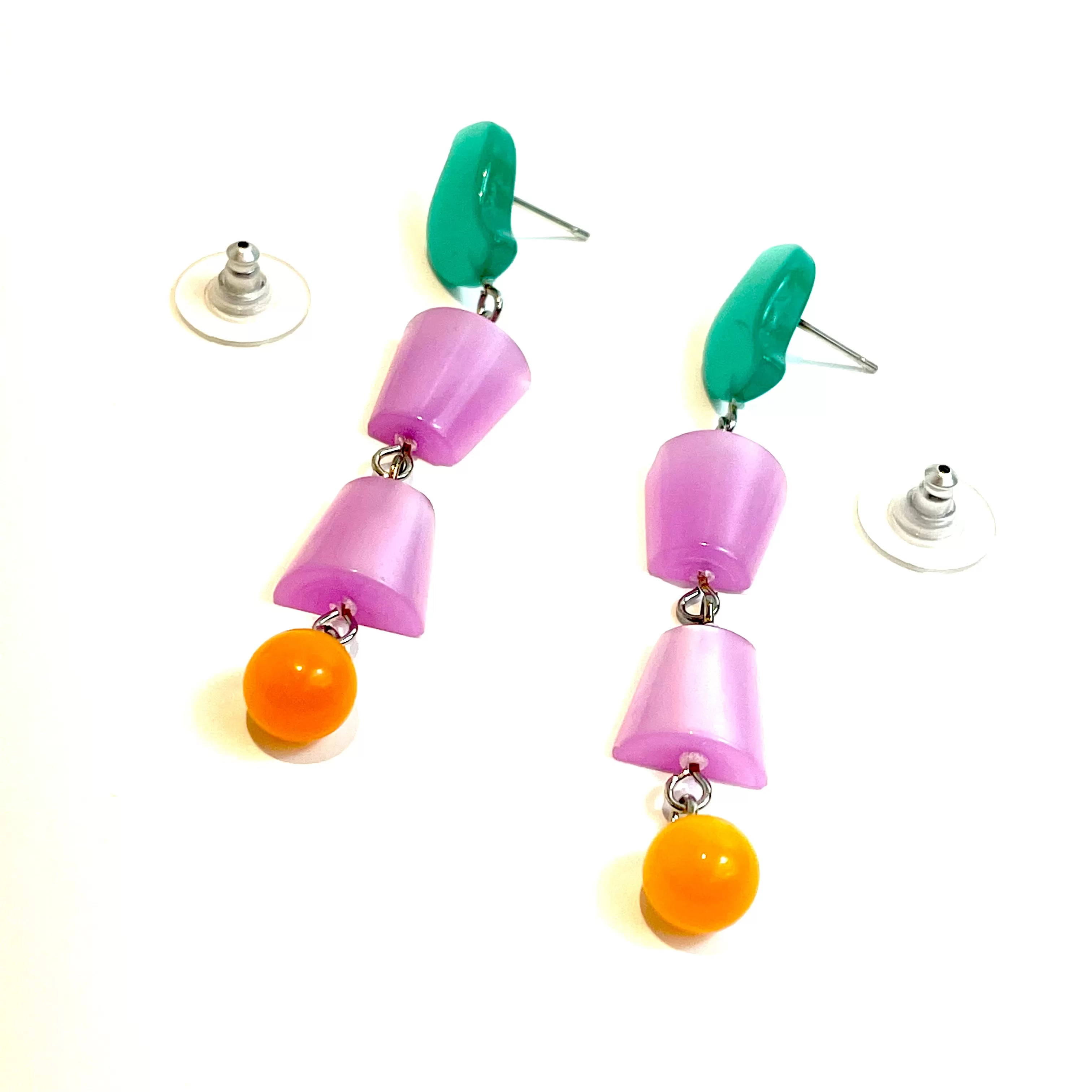 Citrus Mix Geometric Stack Moonglow Statement Earrings *