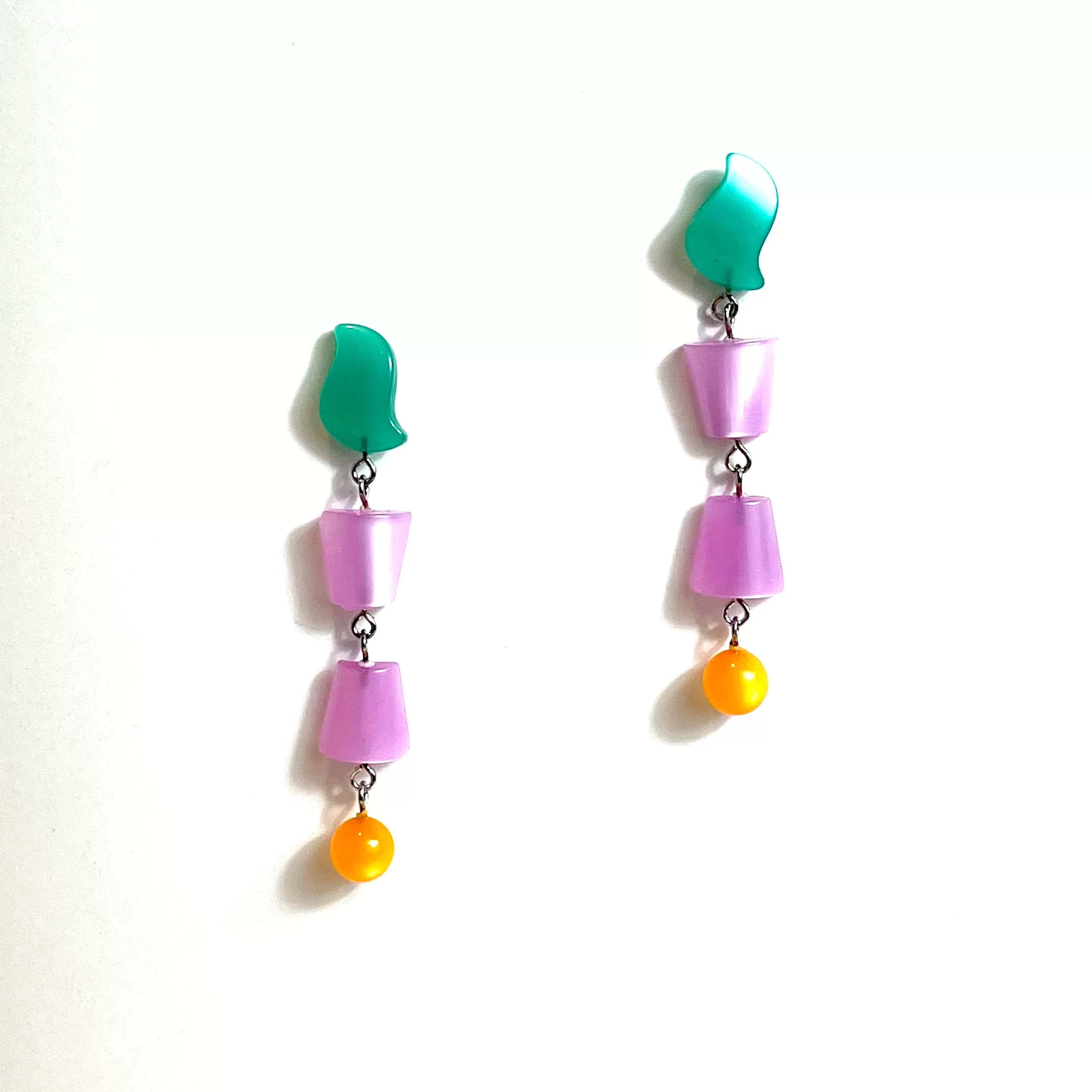 Citrus Mix Geometric Stack Moonglow Statement Earrings *