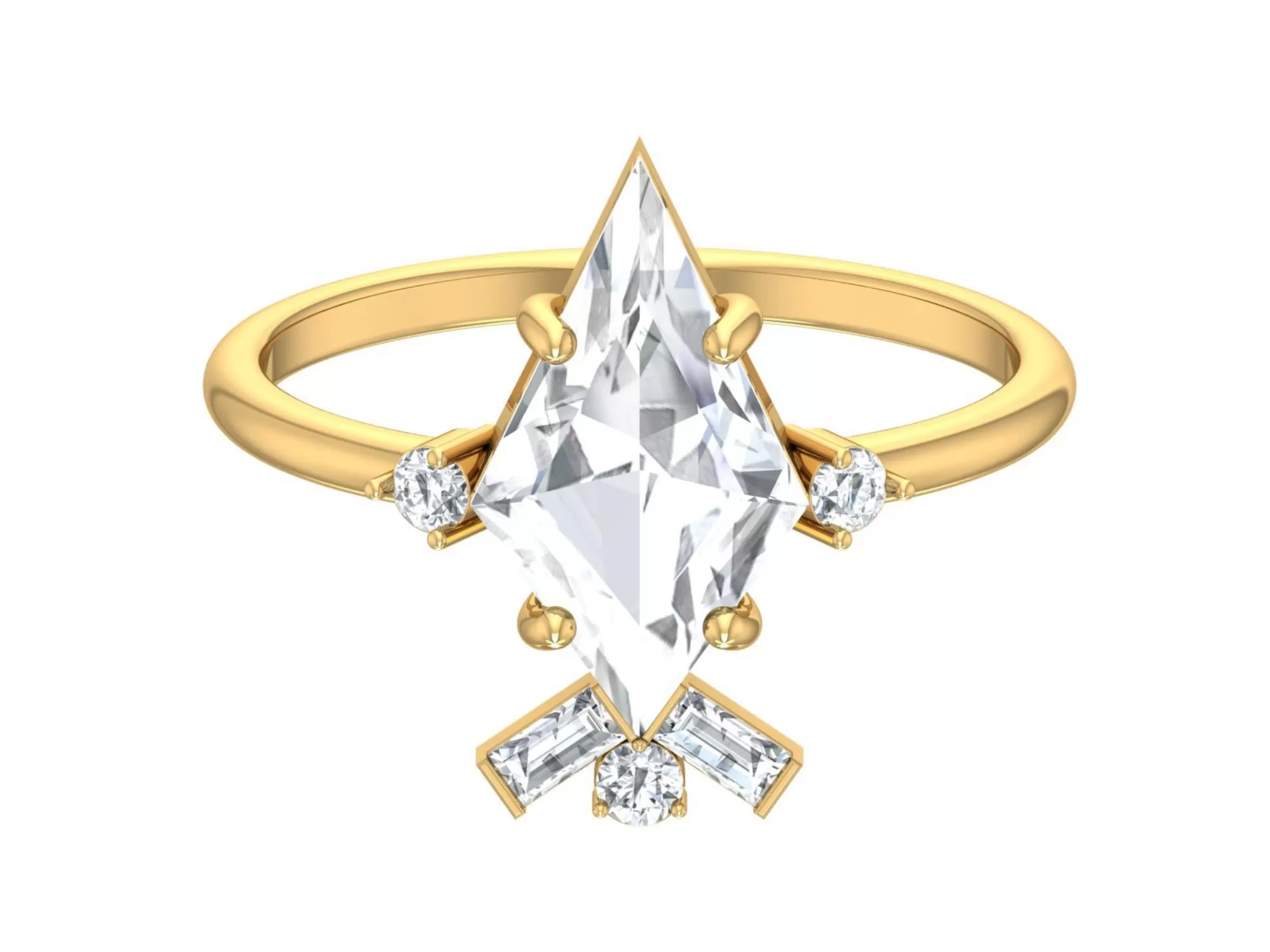 Classic Kite Cut Moissanite Diamond Engagement Ring