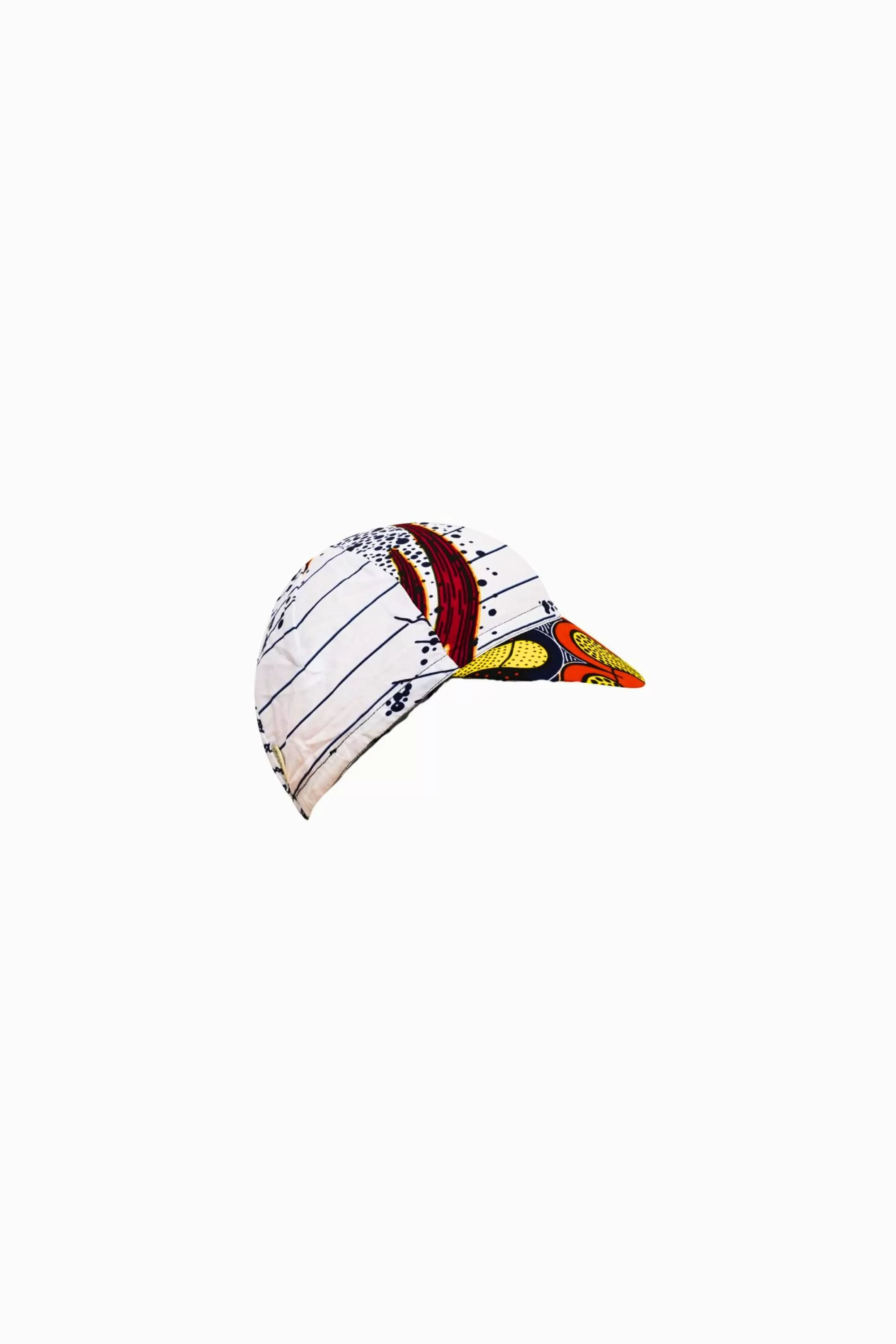 Colorful cycling cap - Yellow Orange and White African Ankara Wax Cotton Print - 1