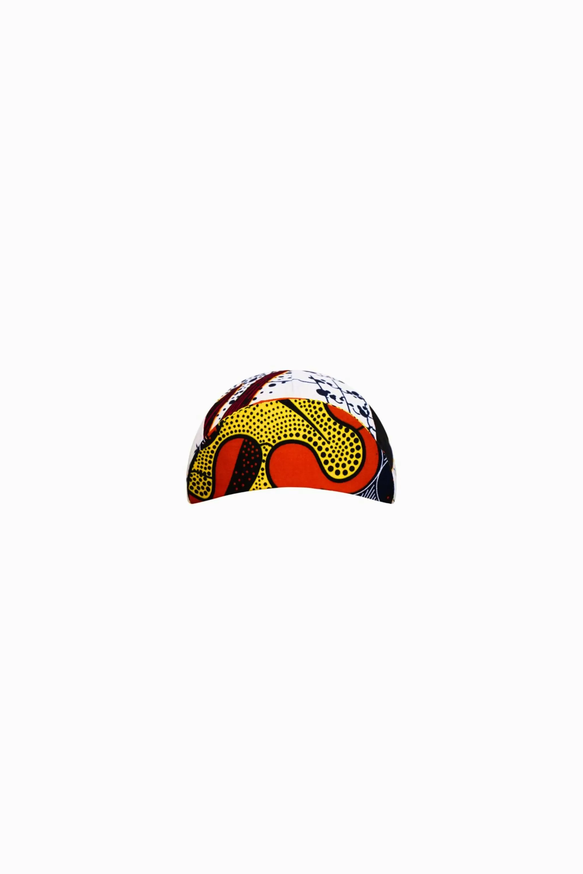 Colorful cycling cap - Yellow Orange and White African Ankara Wax Cotton Print - 1