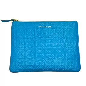 COMME des GARÇONS Embossed Leather Zip Pouch - Blue