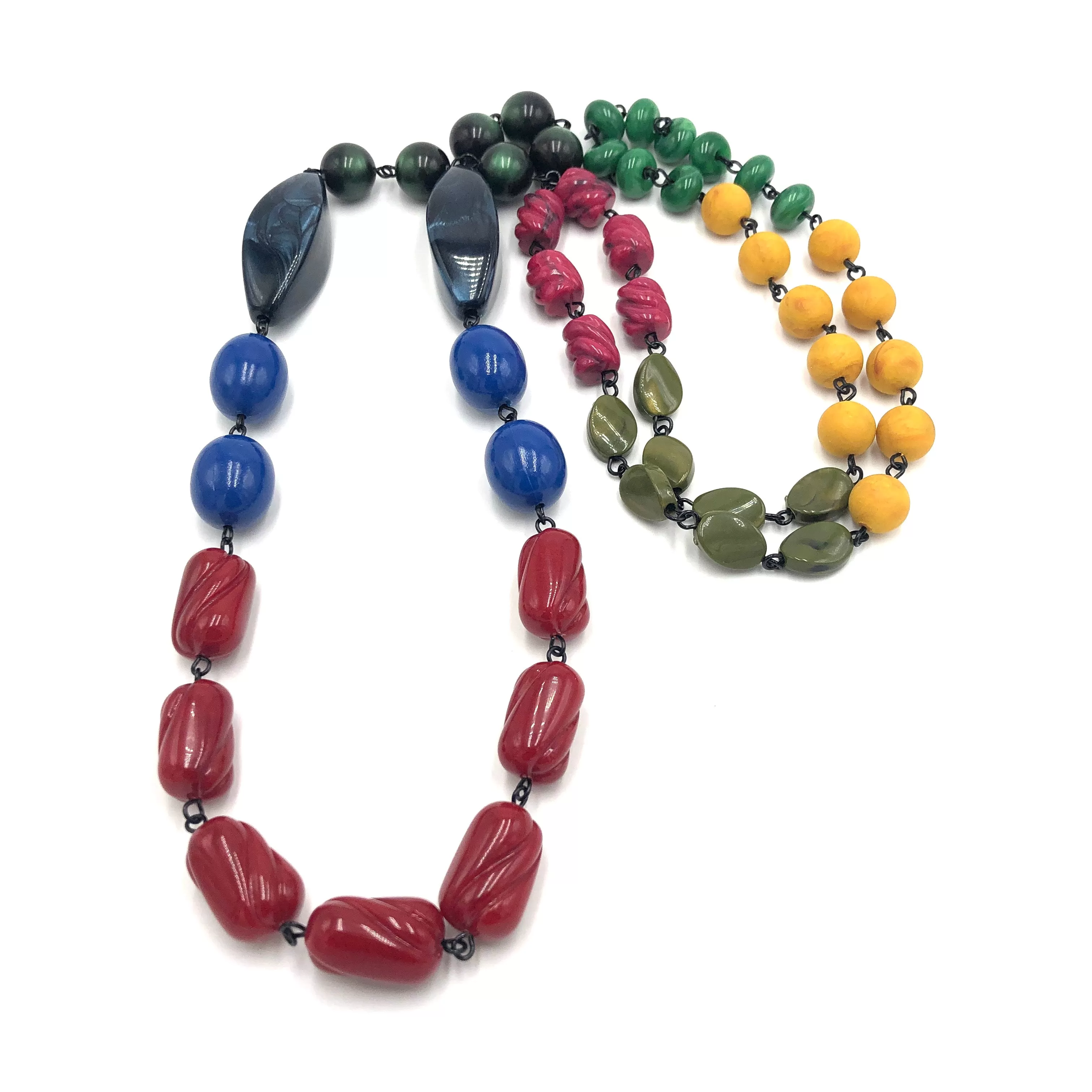 Cranberry & Greens Rosary Rope Necklace