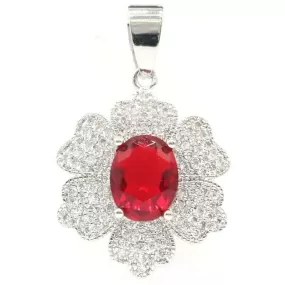 Created Red Ruby Solitaire Pendant Necklace 18