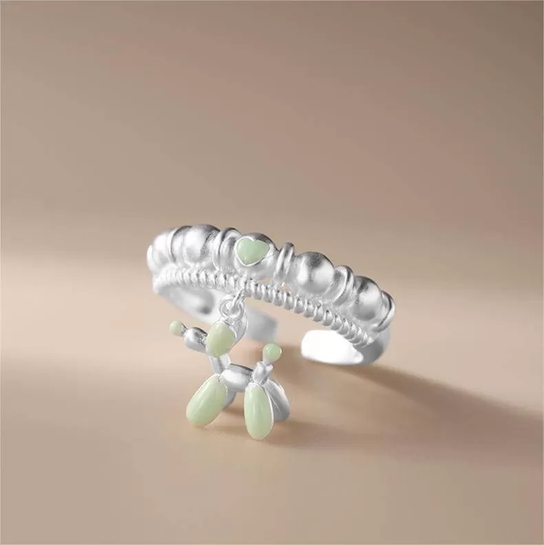 Creative Enamel Colored Balloon Dog Plain Ring