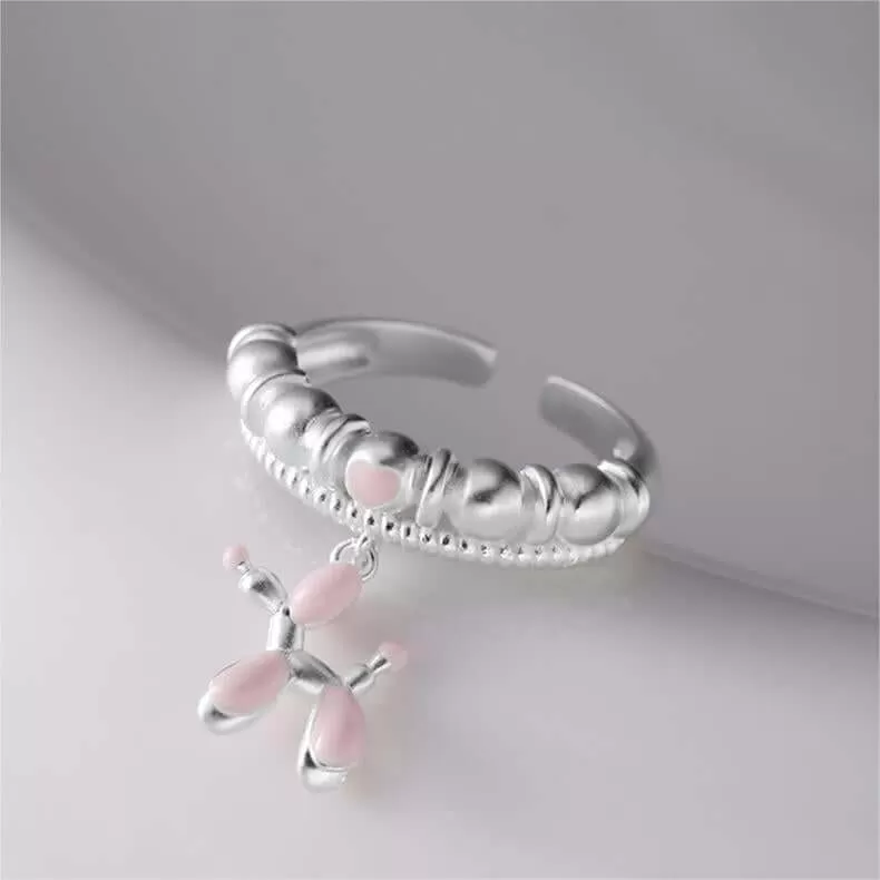 Creative Enamel Colored Balloon Dog Plain Ring