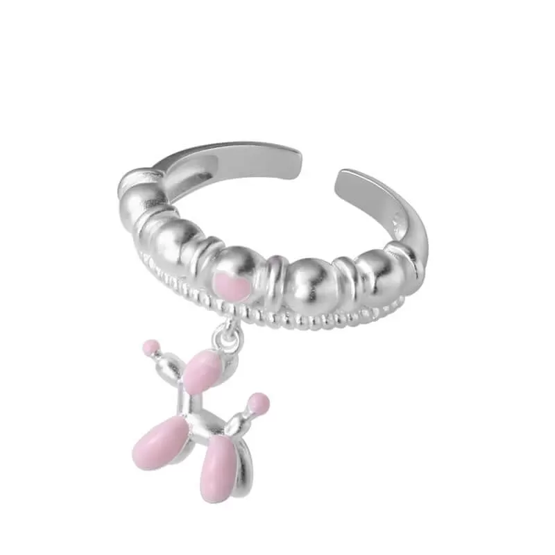 Creative Enamel Colored Balloon Dog Plain Ring