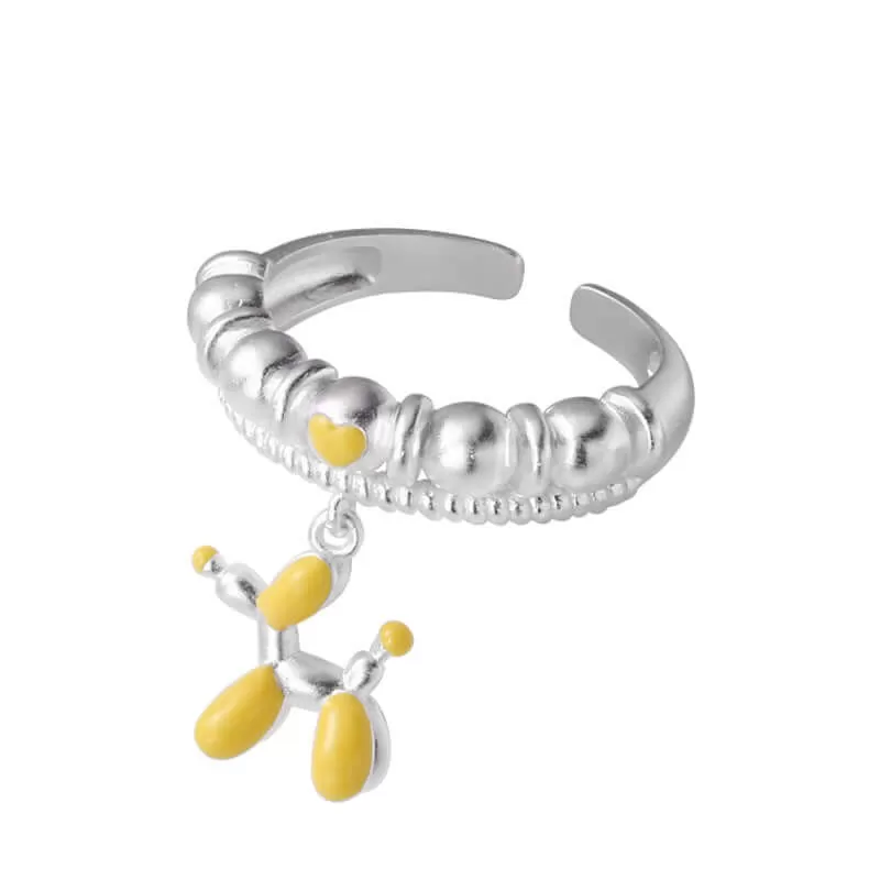 Creative Enamel Colored Balloon Dog Plain Ring