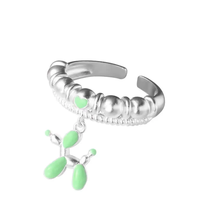 Creative Enamel Colored Balloon Dog Plain Ring