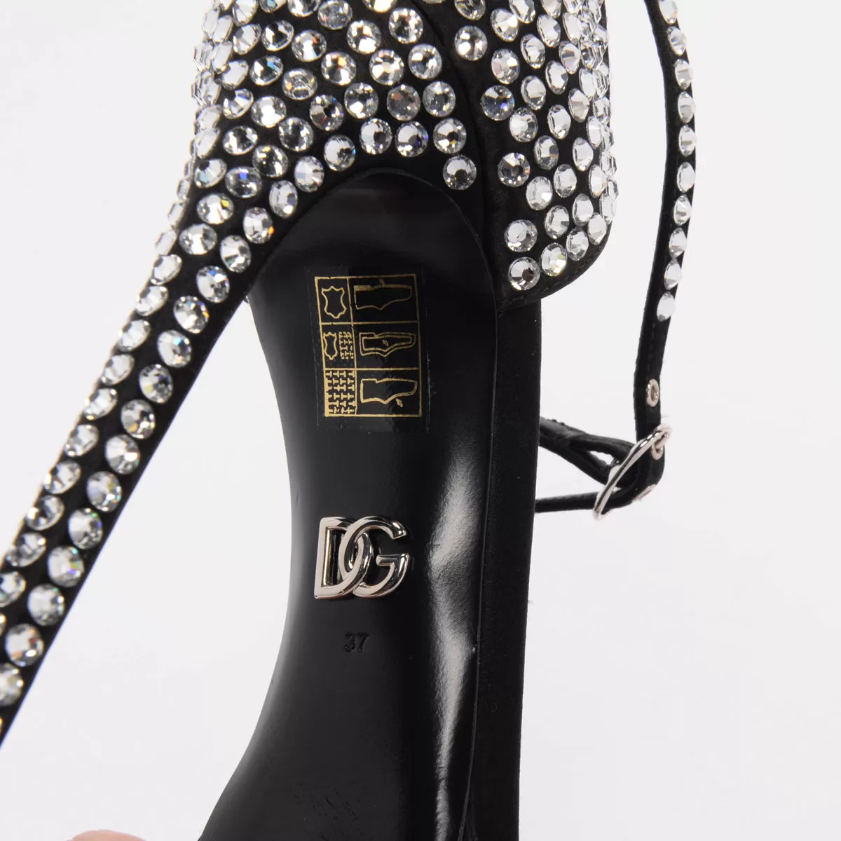 Dolce & Gabbana Black Satin & Crystal Kiera Pumps 37