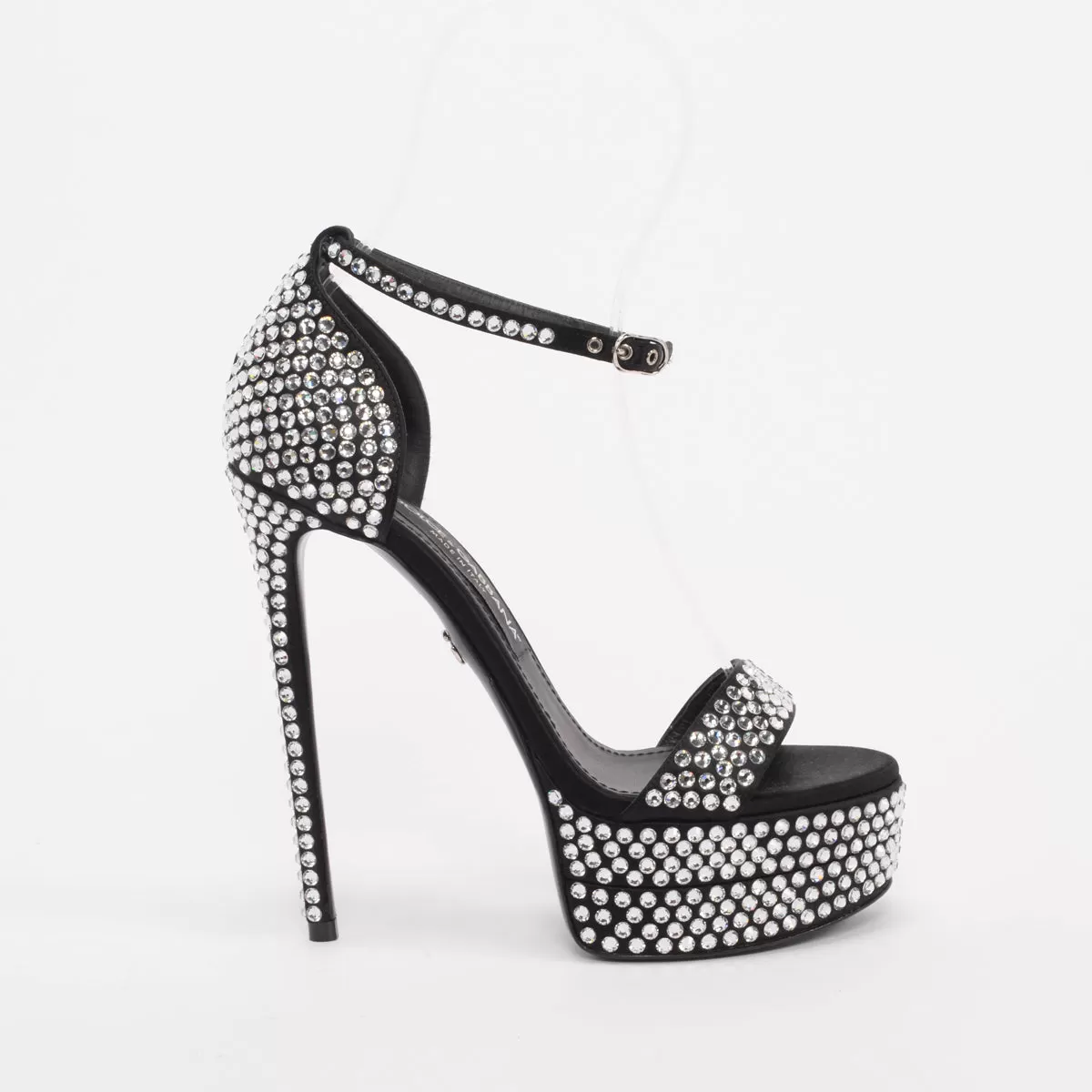 Dolce & Gabbana Black Satin & Crystal Kiera Pumps 37