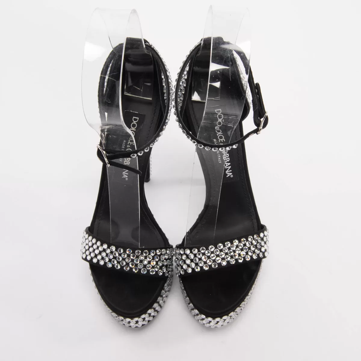 Dolce & Gabbana Black Satin & Crystal Kiera Pumps 37