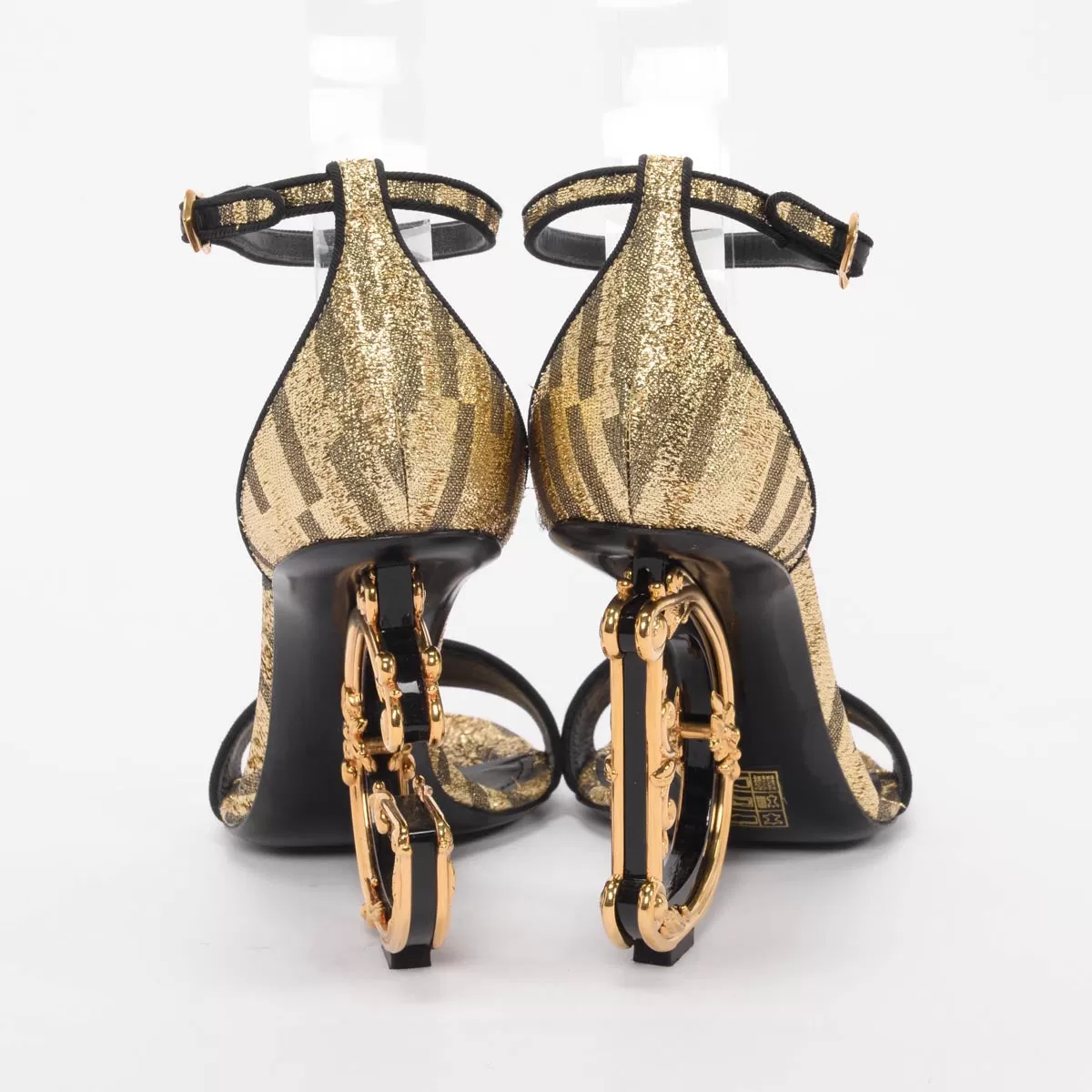 Dolce & Gabbana Gold Metallic Jacquard Keira Sandals 37