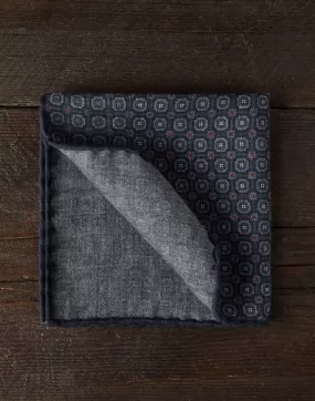 Double Face Wool Flannel Pocket Square | Navy Blue