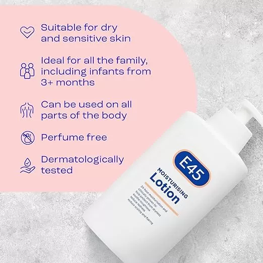 E45 Dermatological Moisturising Body Lotion for Dry Skin, 500ml