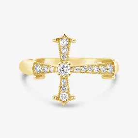 East West Bottony Diamond Cross Ring