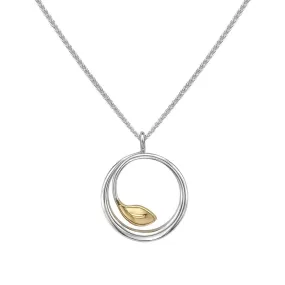 ED LEVIN STERLING SILVER AND 14K YELLOW GOLD BE-LEAF PENDANT