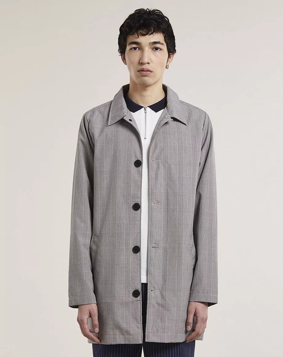 ELMER OVERSIZED CHECKED MENS MAC | STONE CHECK