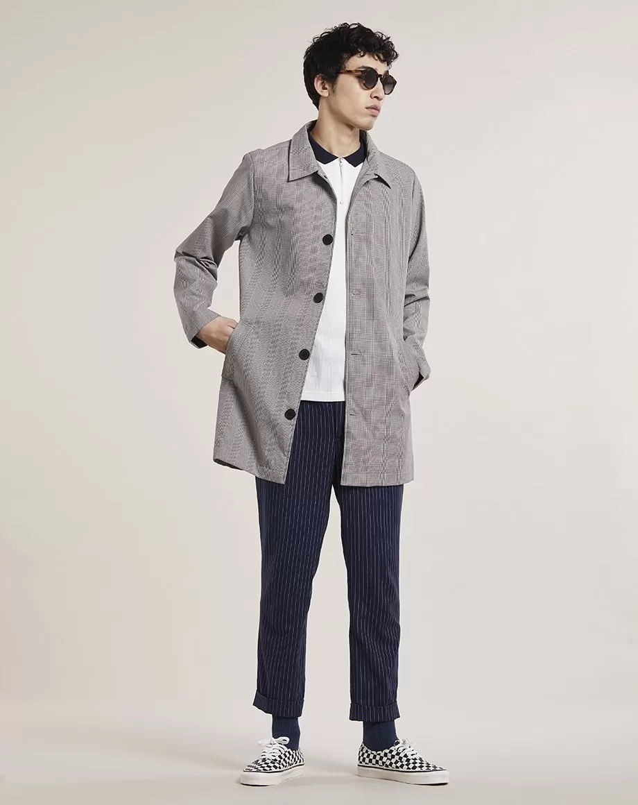 ELMER OVERSIZED CHECKED MENS MAC | STONE CHECK