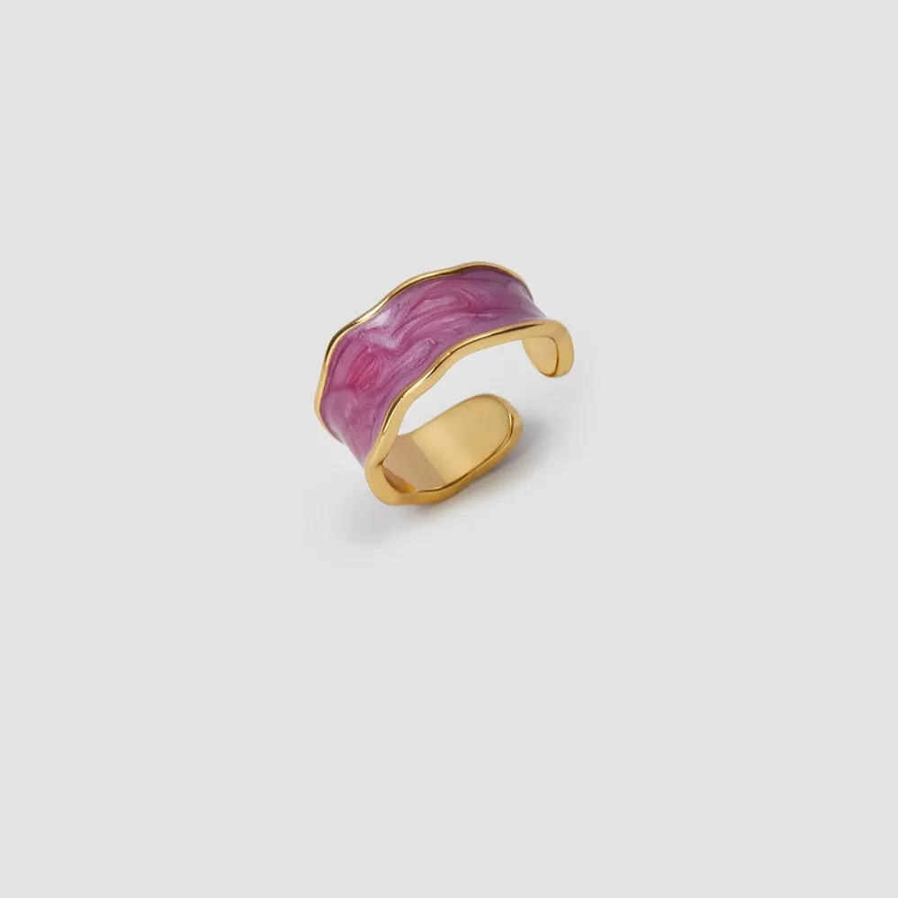 Enamel Charm Open Ring