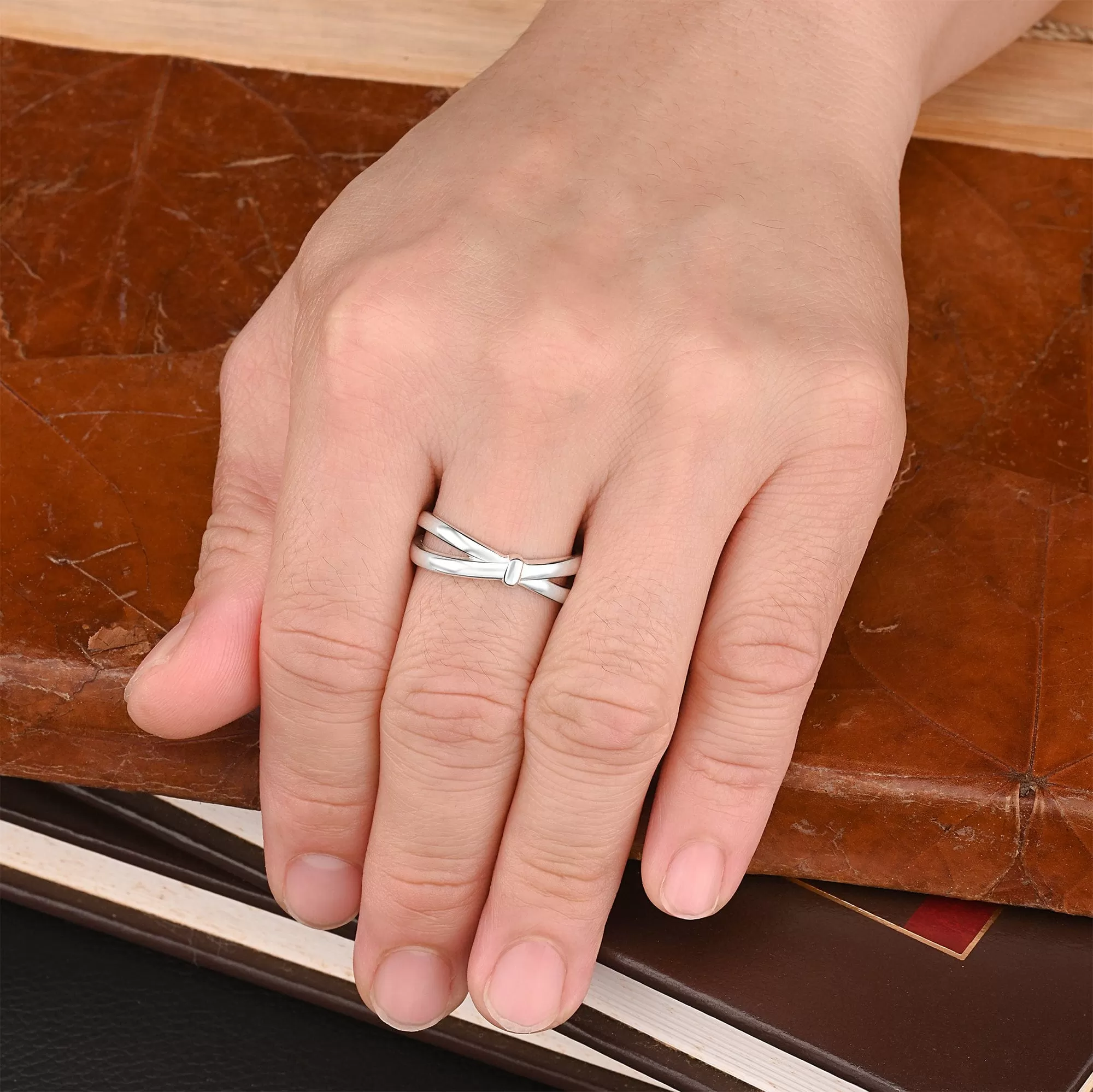 Enchanted Bow Silver Promise Rings for Him