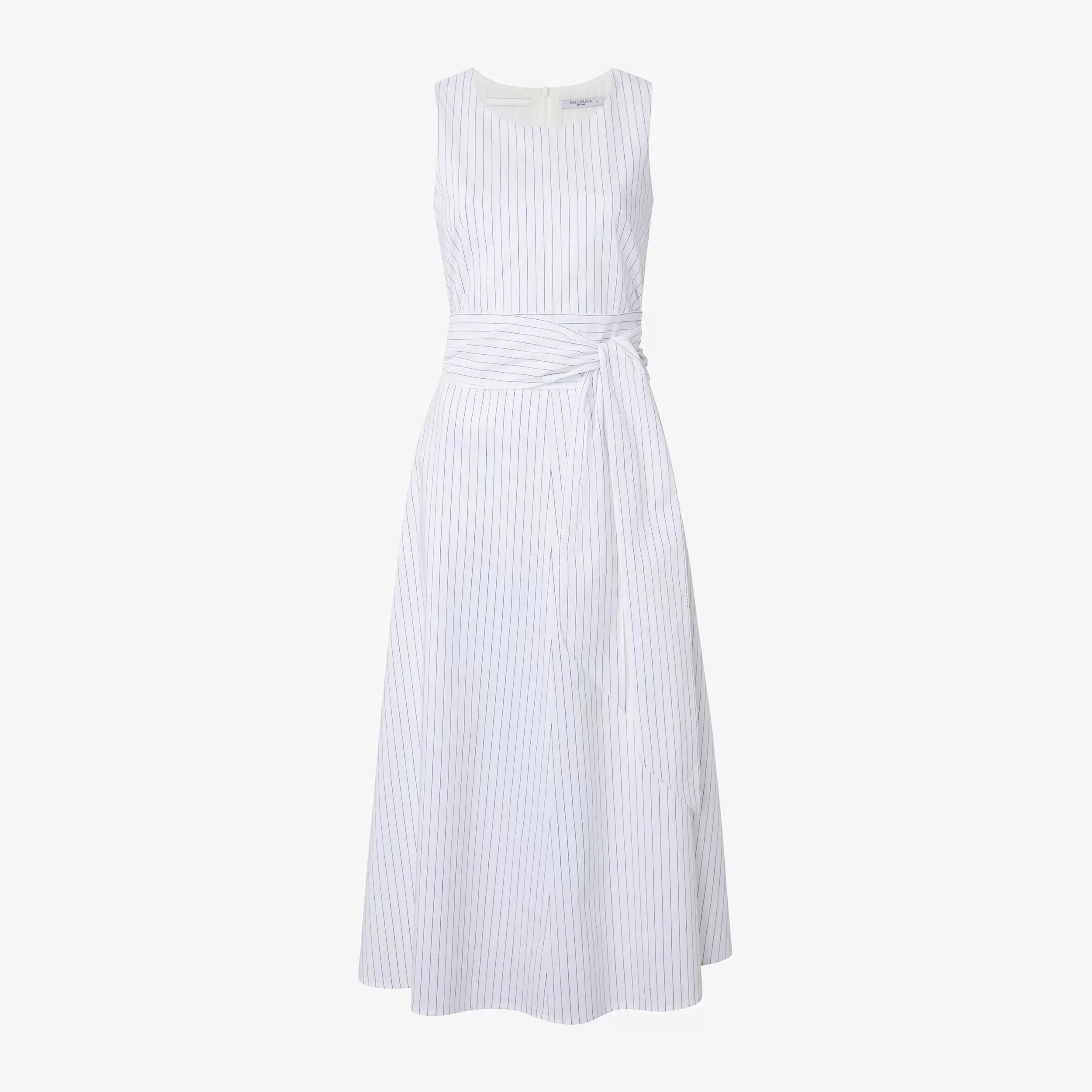 Fatima Dress - Poplin Stripe :: Blue / Ivory