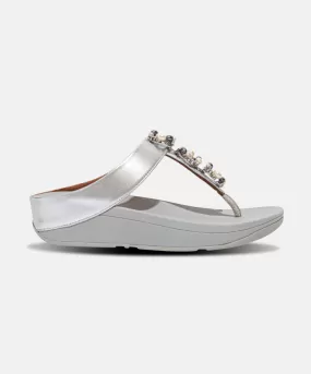 FitFlop Fino Pearl-Chain Toe Post Sandals Silver