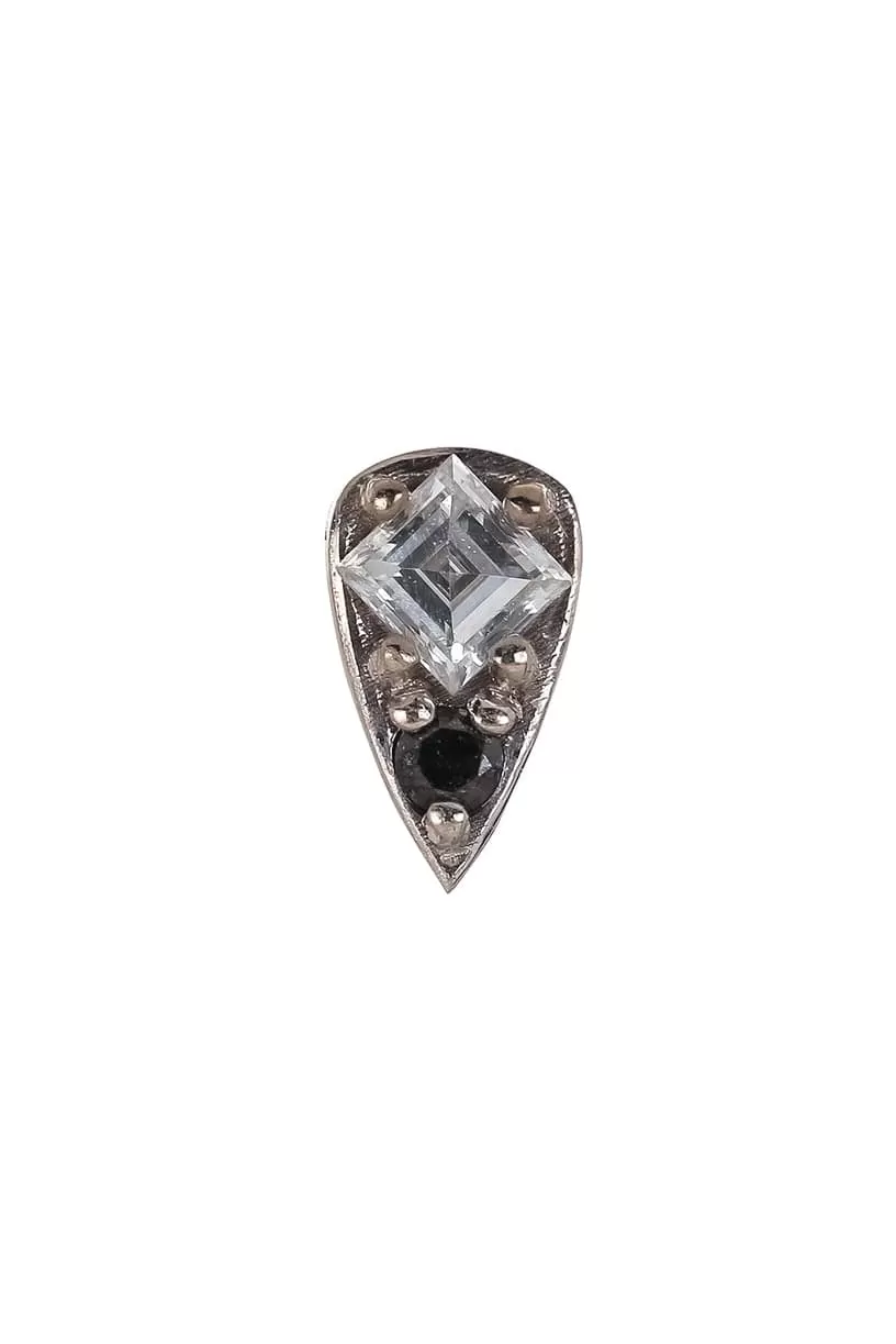 'Four' White & Black Diamond Stud