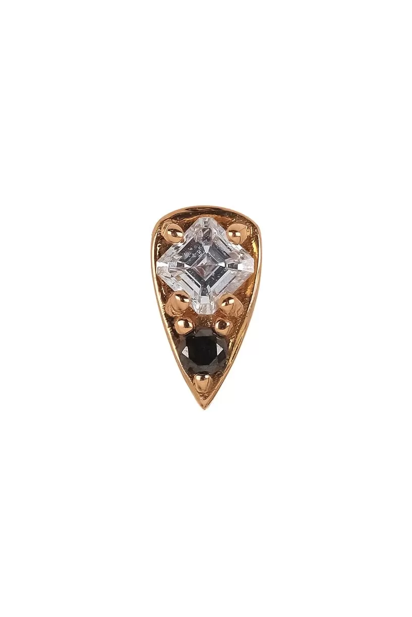 'Four' White & Black Diamond Stud