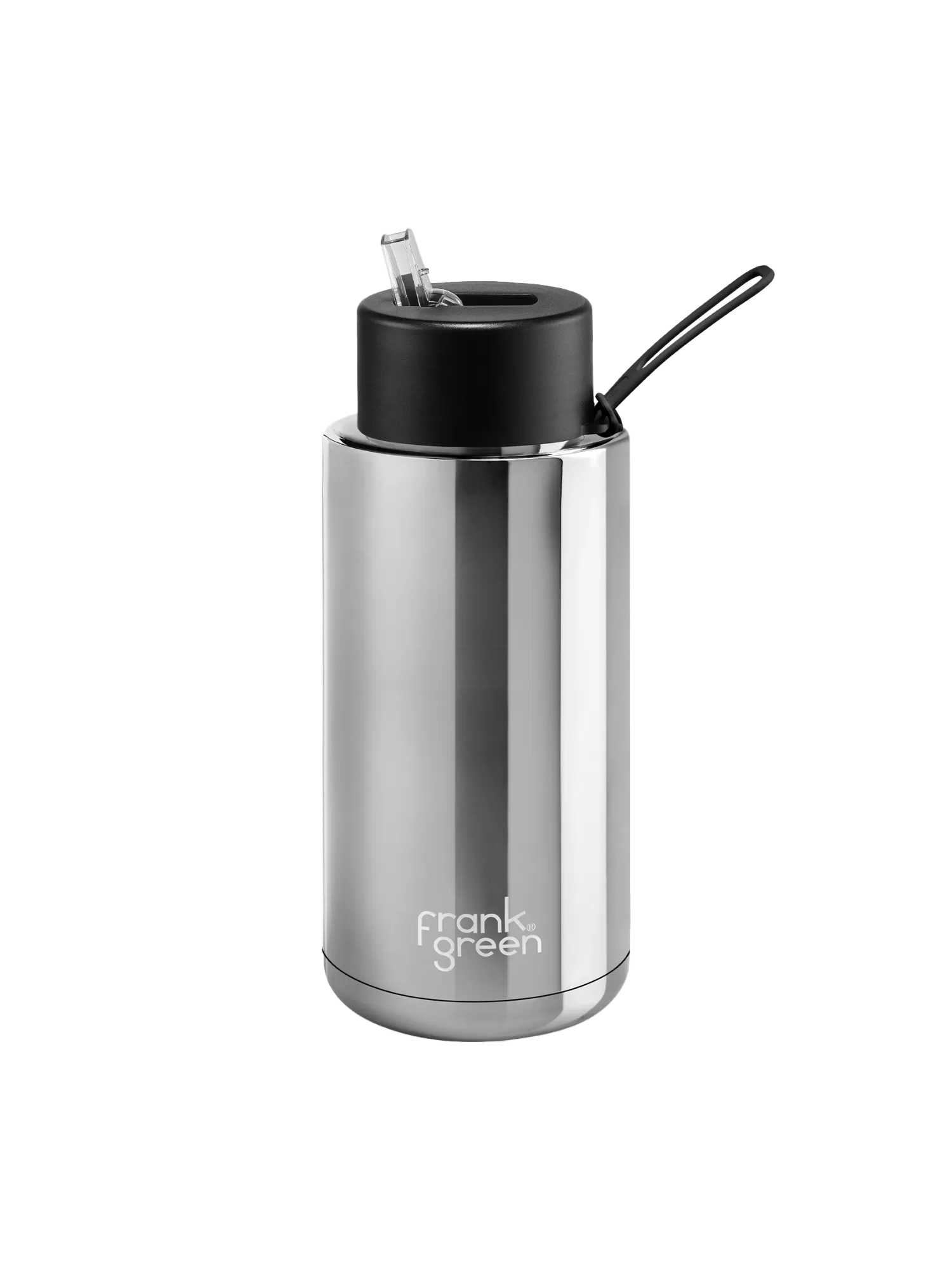 Frank Green Ceramic 34oz Bottle with Straw Lid (Chrome Silver, Midnight)