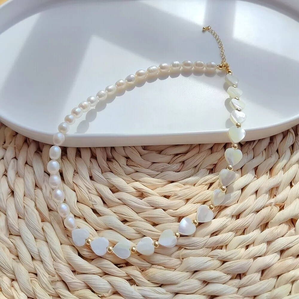 Freshwater Pearls and Puka Shell Beaded Necklace