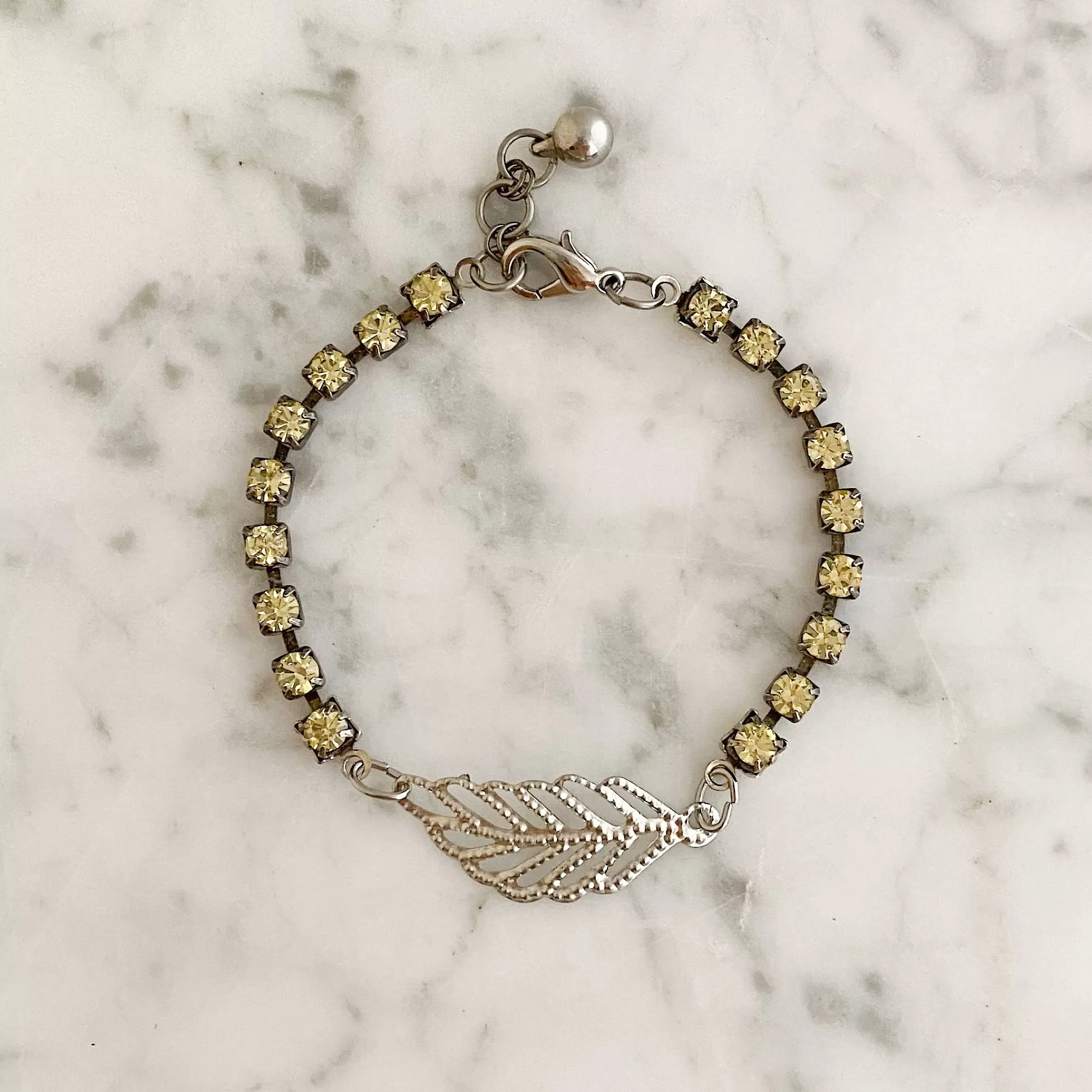 GABRIELLA yellow rhinestone leaf bracelet