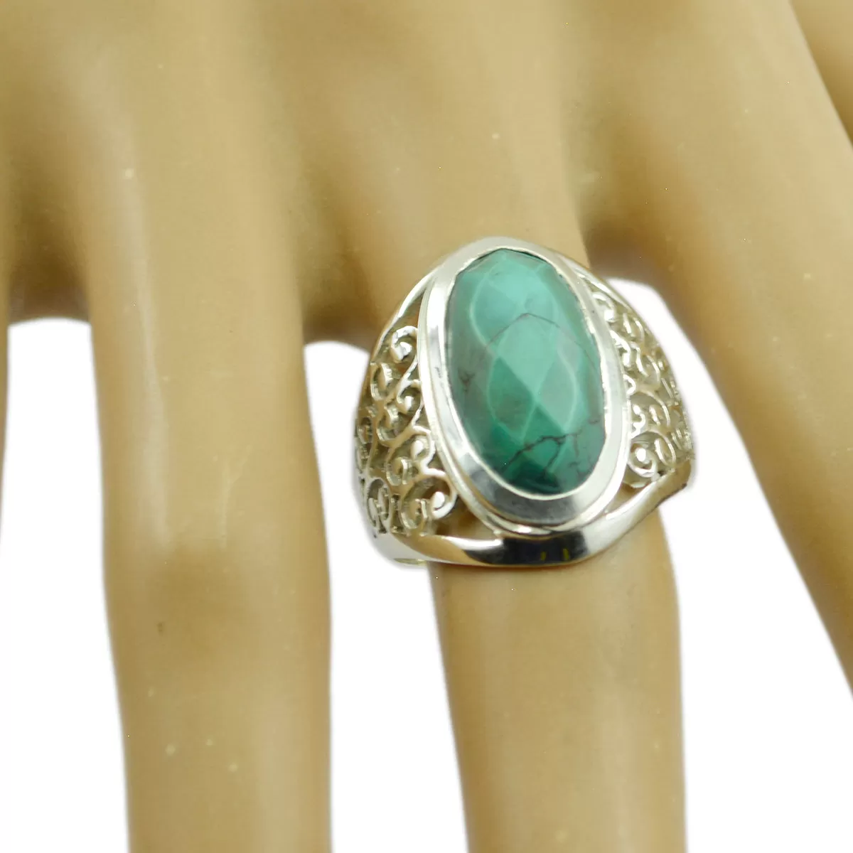 Genuine Stone Turquoise 925 Sterling Silver Rings Online Jewelry Store