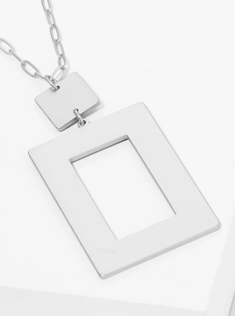 Geometric Silver Pendant Necklace Set