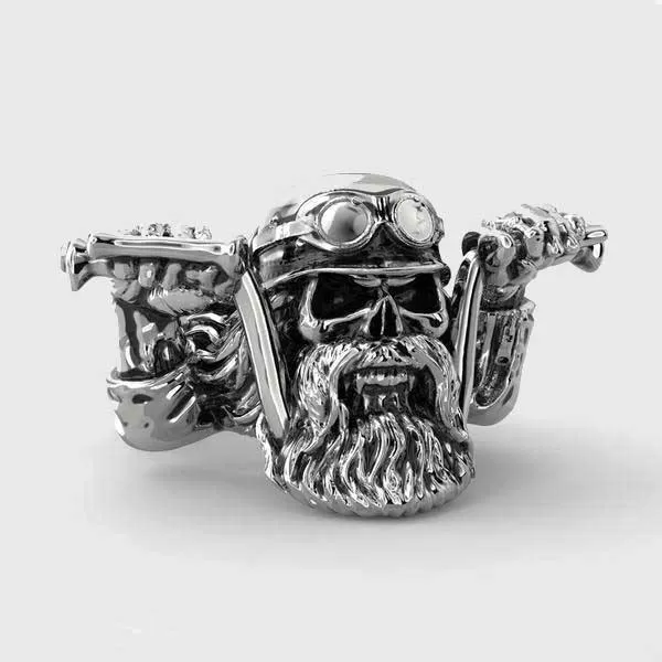 Ghost Biker Skull Ring